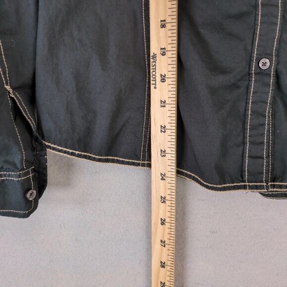 Tommy Hilfiger Black Contrast Stitching Button Up Shirt Women's L Y2K Streetwear - Picture 7 of 10